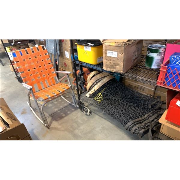 TENNIS / VOLLEYBALL NET AND FOLDING ROCKING PATIO CHAIR
