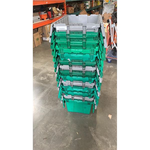 14 STACKING TOTES WITH BUILT IN LIDS