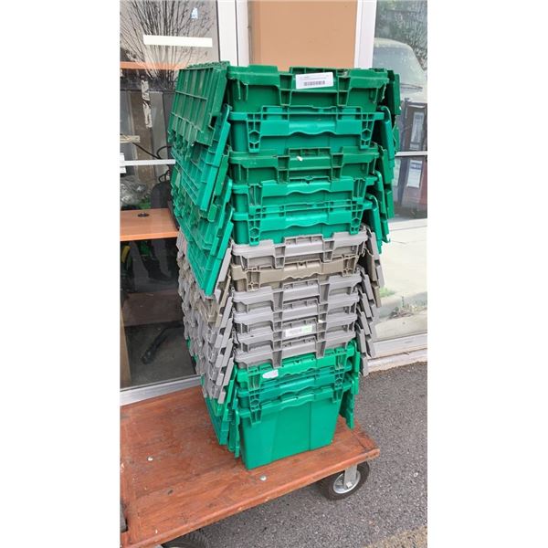 14 STACKING TOTES WITH BUILT IN LIDS