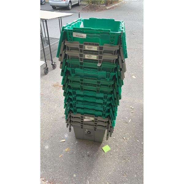 14 STACKING TOTES WITH BUILT IN LIDS