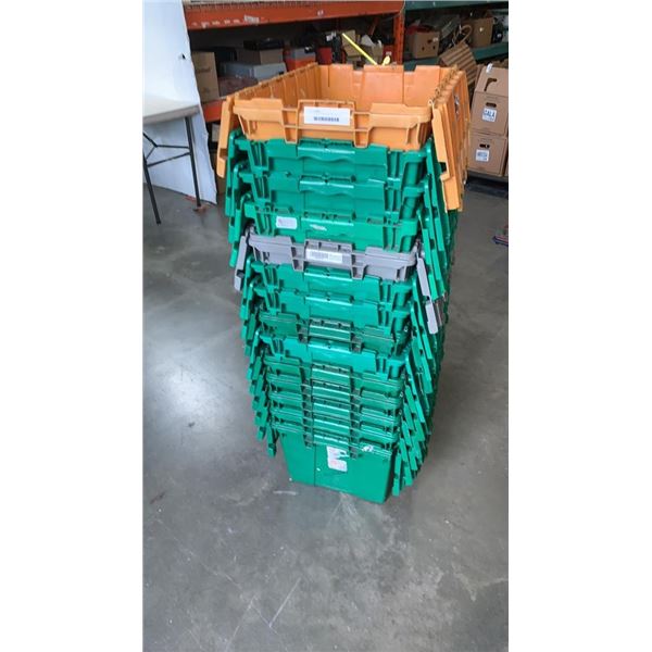 14 STACKING TOTES WITH BUILT IN LIDS