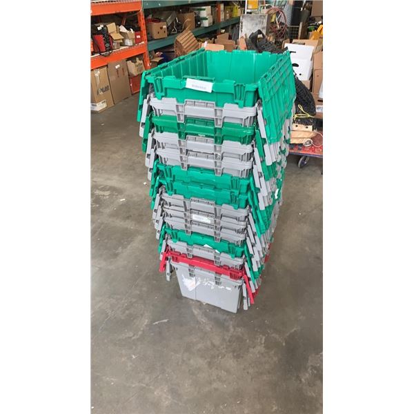 14 STACKING TOTES WITH BUILT IN LIDS