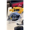 Image 2 : DEWALT 18V CORDLESS TOOL SET - INCLUDES CIRCULAR SAW, DRILL, BATTERY AND CHARGER - TESTED WORKING