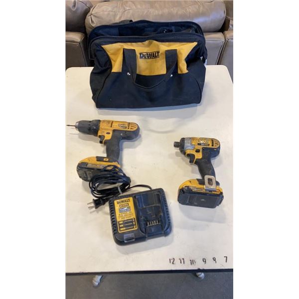 DEWALT 20V MAX CORDLESS TOOL SET - INCLUDES 2 IMPACT GUNS, 2 BATTERIES AND CHARGER - TESTED WORKING