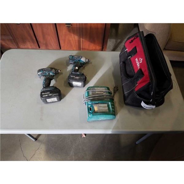 MAKITA 18V CORDLESS TOOLSET - INCLUDES 2 IMPACT DRIVERS, 2 BATTERIES AND CHARGER - TESTED WORKING