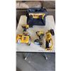 Image 1 : DEWALT 20VMAX CORDLESS TOOL SET - INCLUDES ANGLE GRINDER, DRILL, IMPACT GUN, 1 BATTERY AND CHARGER