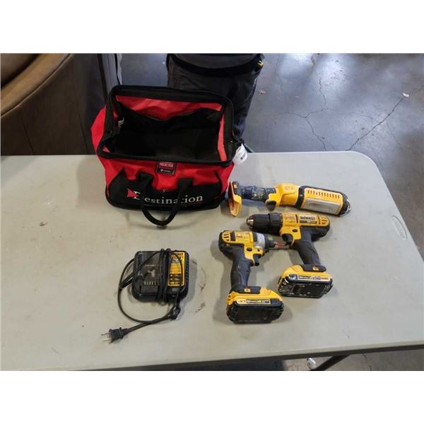 DEWALT 20VMAX CORDLESS TOOLS SET - INCLUDES DRILL/DRIVER, IMPACT GUN, FLASHLIGHT, 2 BATTERIES AND CH