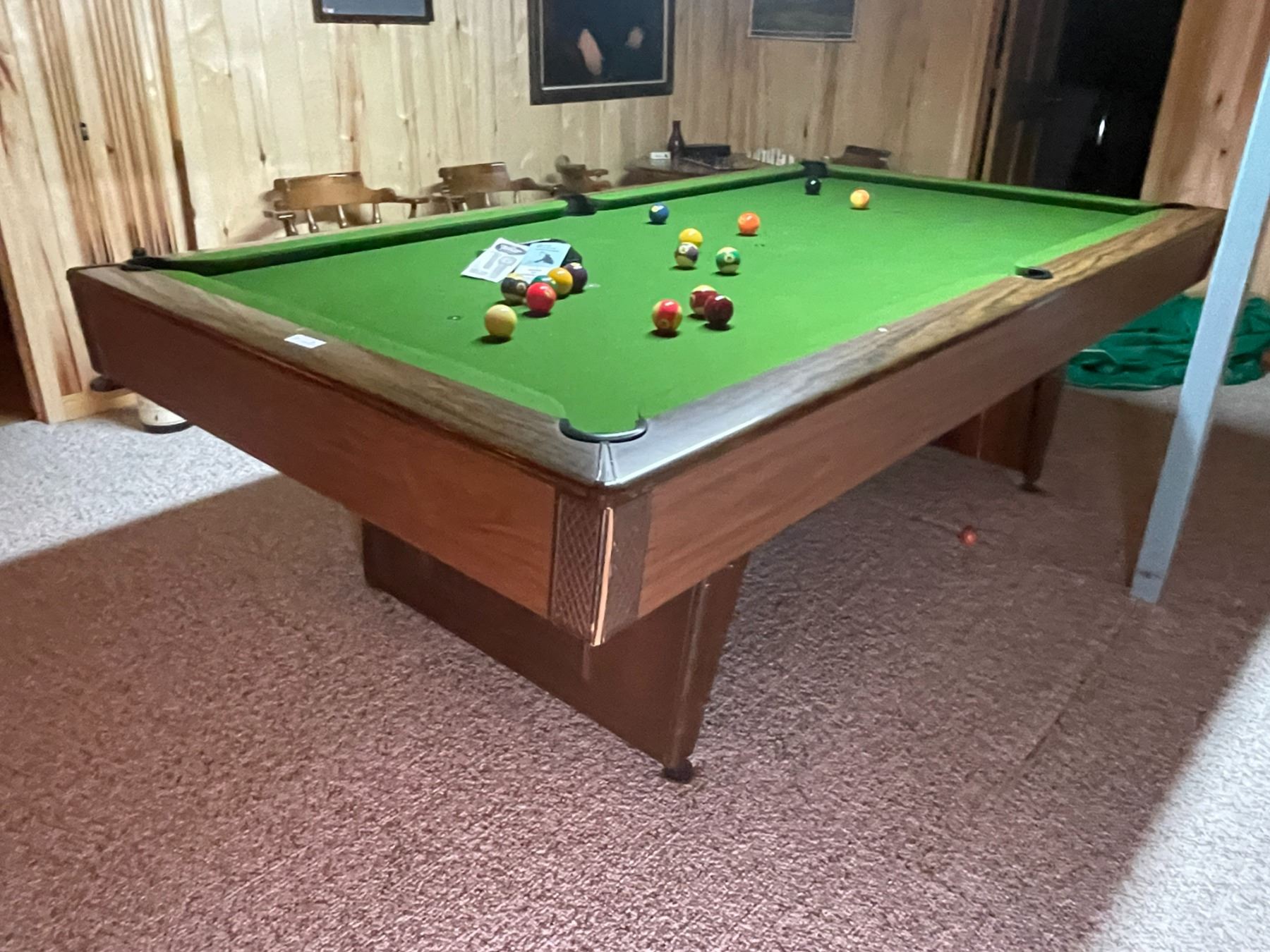 Vintage Mid Century Modern Brunswick Slate Pool Table Excellent Condition