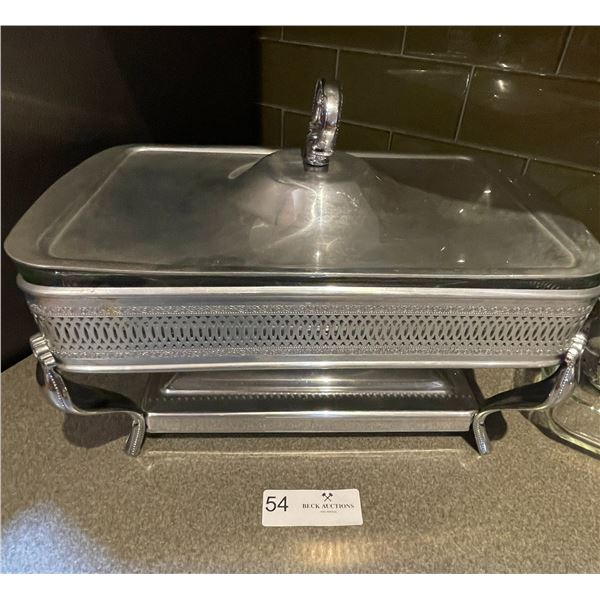 Server Chafing Dish Set 2 Glass Trays Candles
