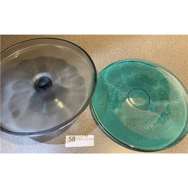 Blue Glass Cake Display and Plate