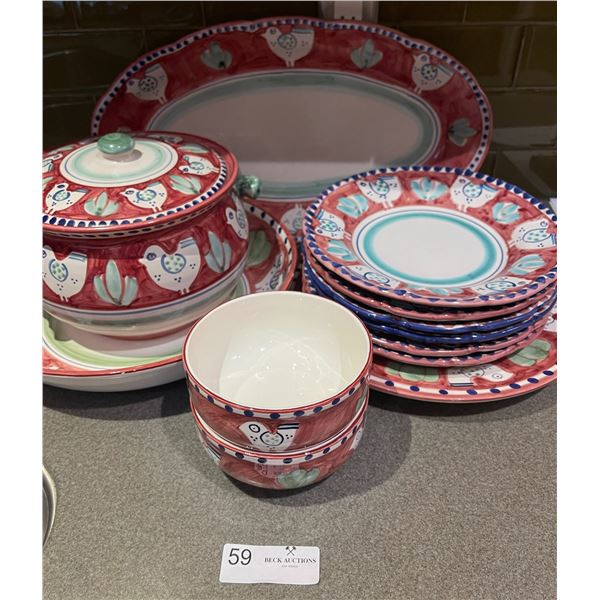 Picasso Style Italian Pottery Chickens