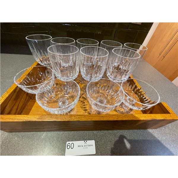Glass Goblet Collection Wood Tray