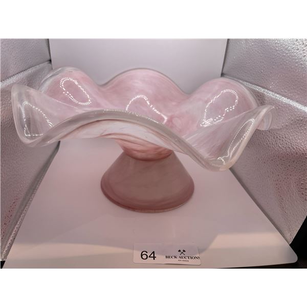 Pink Large Carnival Glass Bowl