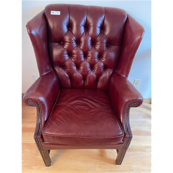 Burgundy Leather Chair 43T x 33W x 25D