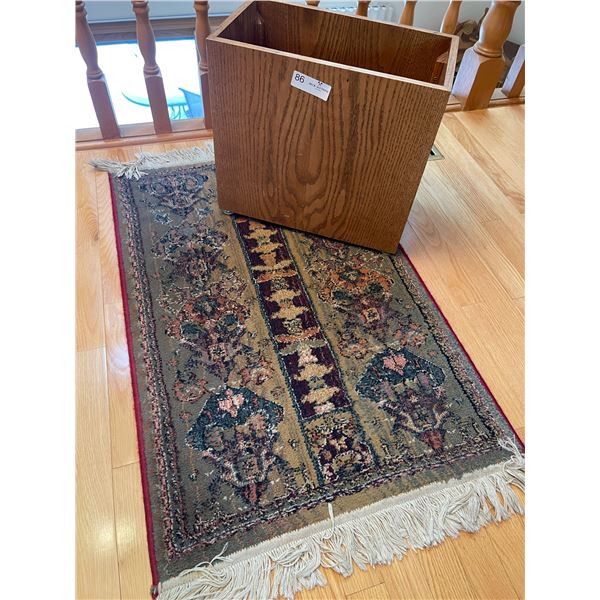 Oak Garbage Can & Small Rug 35 x 23