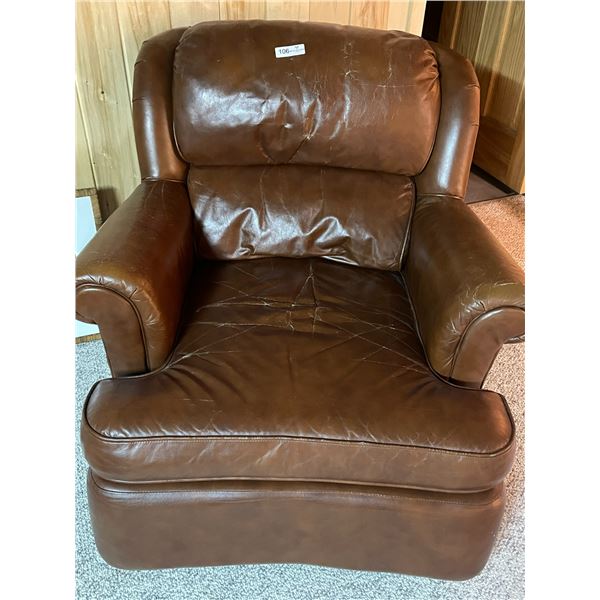 Leather Chair Worn 33H x 32W x 40D