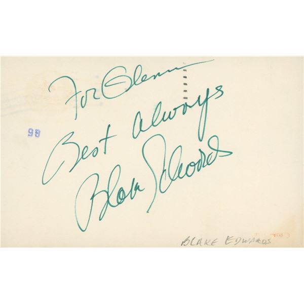 Blake Edwards signed note