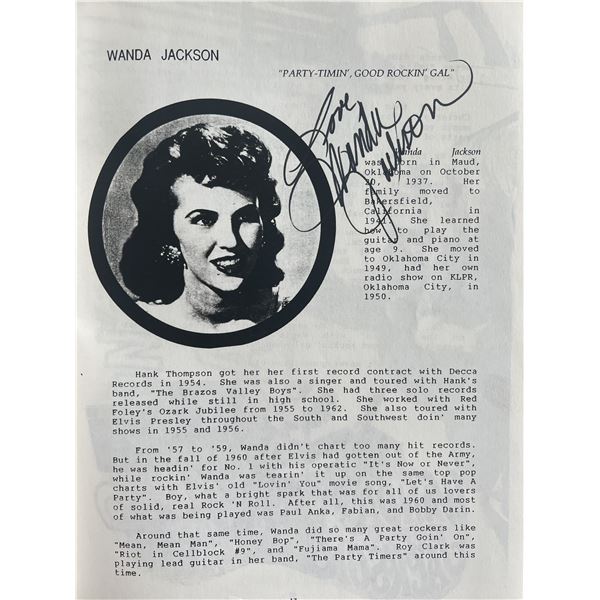 Wanda Jackson signed Rockabilly Revue promo book