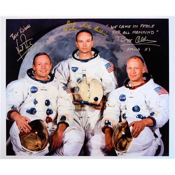 Apollo XI photo signed by Armstrong, Collins, & Aldrin