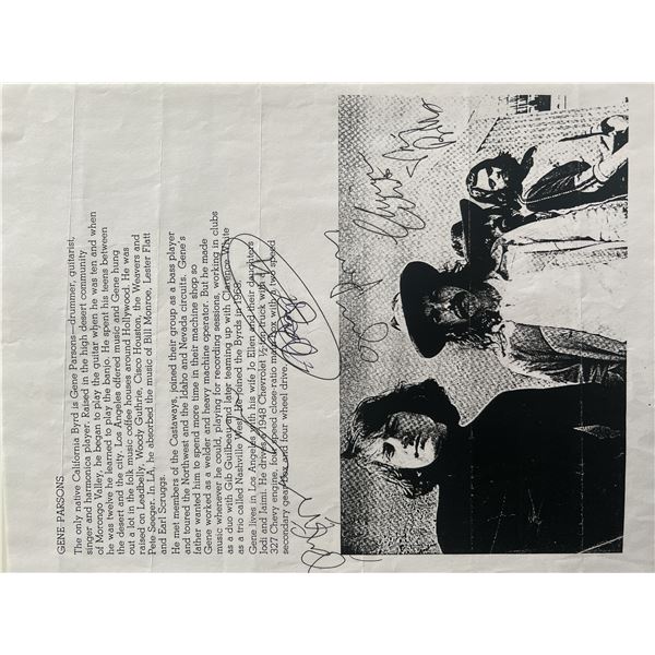 The Byrds signed background page