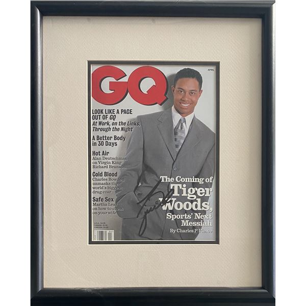 Tiger Woods signed framed magazine cover