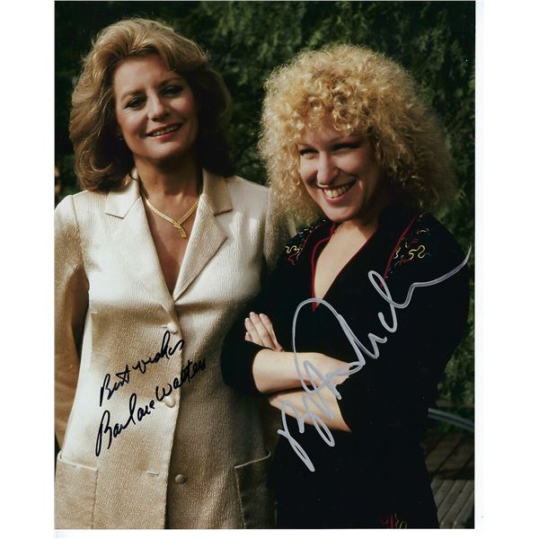 Barbara Walters and Bette Midler signed photo