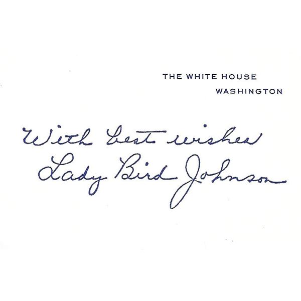 Lady Bird Johnson signed White House card