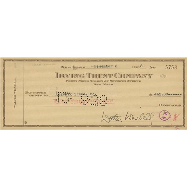 Walter Winchell signed check