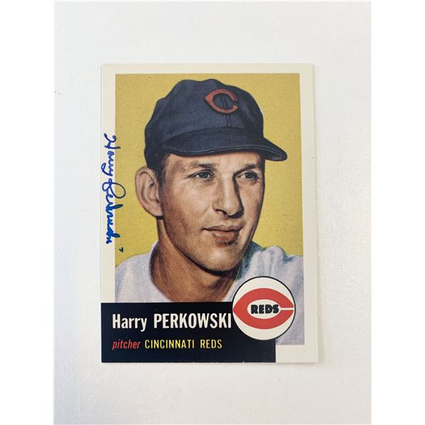 Harry Perkowski signed baseball card