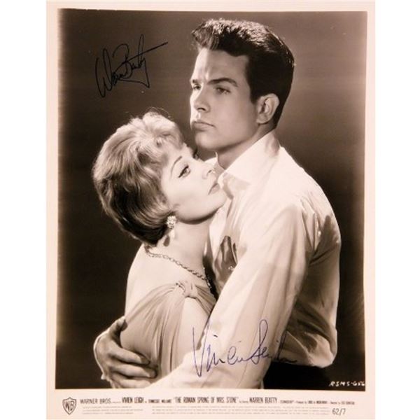 Warren Beatty and Vivien Leigh signed portrait photo