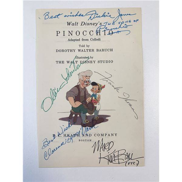 Clarence Nash Pinocchio cast signed book page