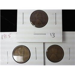 1914, 1915 And 1916-S Lincoln Cents
