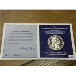 Washington Silverpiece 1 Troy Oz.. 999 Fine Silver