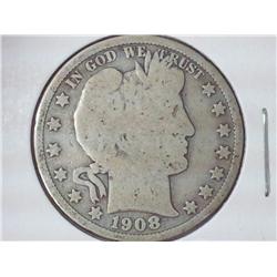 1908-D Barber Half Dollar