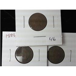 1887, 1888 And 1889 Indian Head Cents