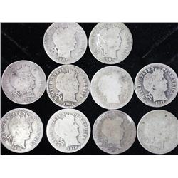 10 Assorted Barber Dimes