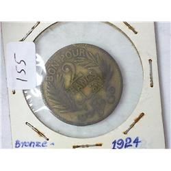 1924 Tunisia Two Francs