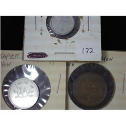 3 Assorted Japanese Coins