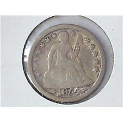 1854 With Arrows Seated Liberty Dime