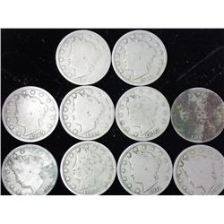 10 Assorted Liberty "V" Nickels