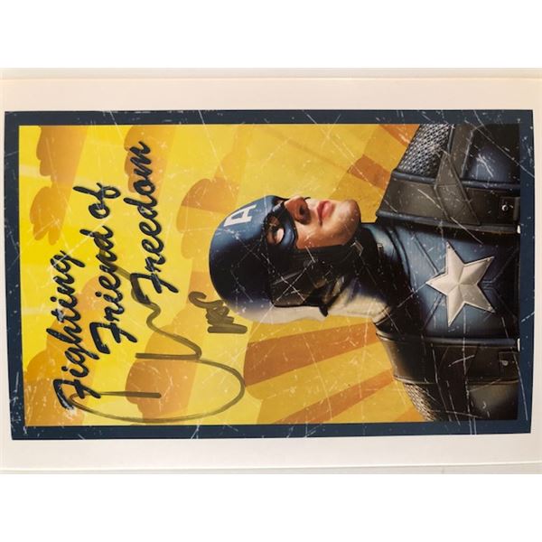 Captain America Marvel signed postcard