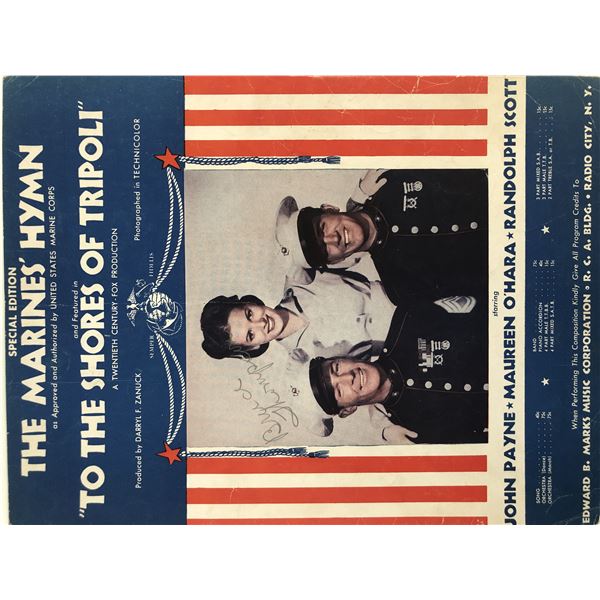 Marine corp To The Shores of Tripoli signed music sheet