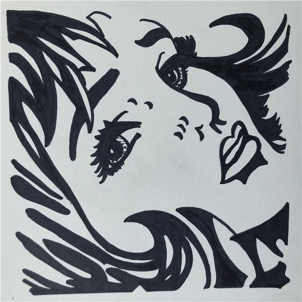 Stylized drawing of woman