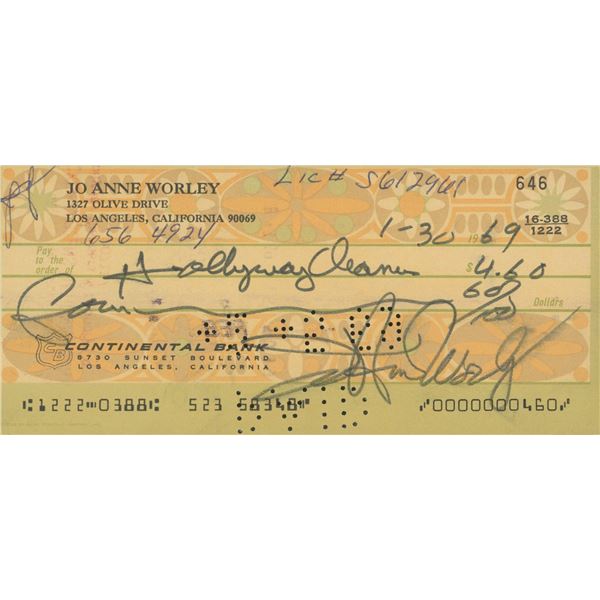 Laugh Ins Jo Anne Worley signed check