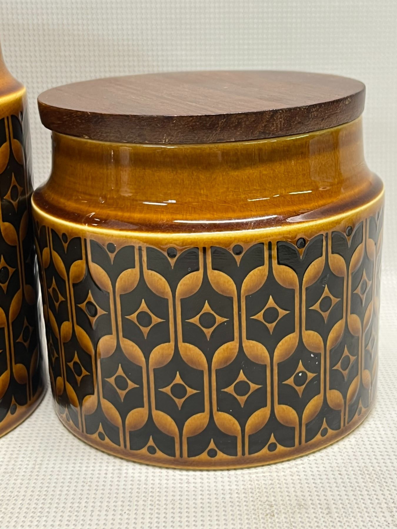 3 Mid Century Hornsea England Heirloom Canisters (largest is about 7.75x6")