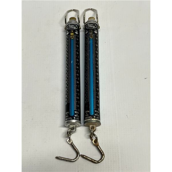 2 Accu-weigh T-20 Metal Tube Spring Scales (approx: 8.5