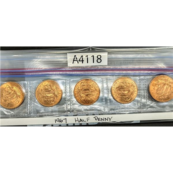 1967 Half Pennies x5 (A4118)