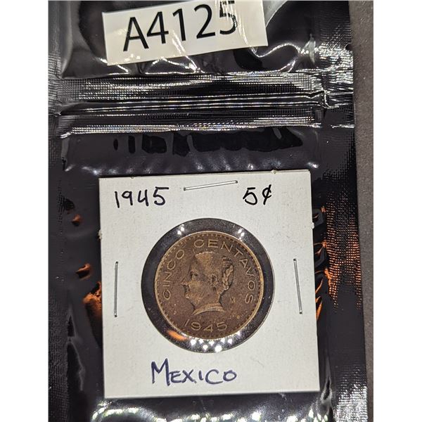 1945 Mexico 5 Centavos Coin (A4125)