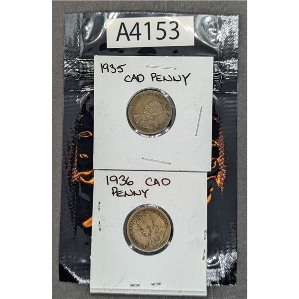 1935 and 1936 Canadian King George Pennies (A4153)