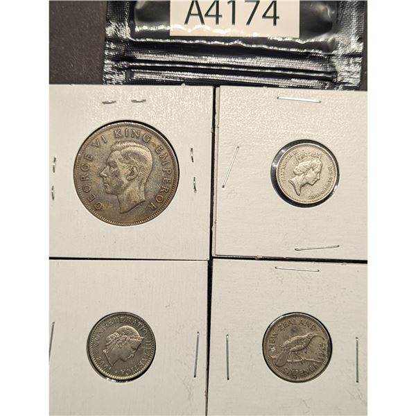 Four UK and NZ Coins, various dates (A4174)